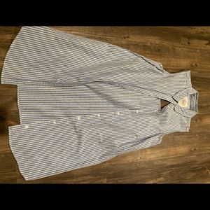 Striped denim button down dress